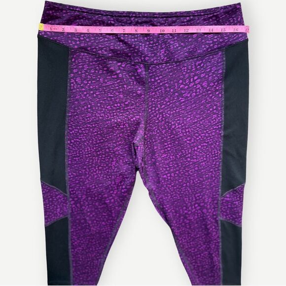 Just My Size JMS Active Purple & Black Stretch Crop Leggings. 1X. 16. 16 Plus. - Picture 3 of 5